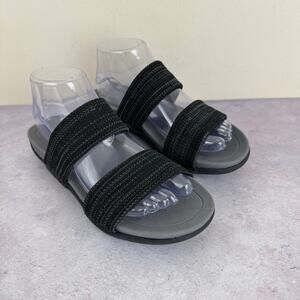 Dearfoams Sandals Women's 7.5  Blaire Low Foam Double Band Slide Comfort Beach